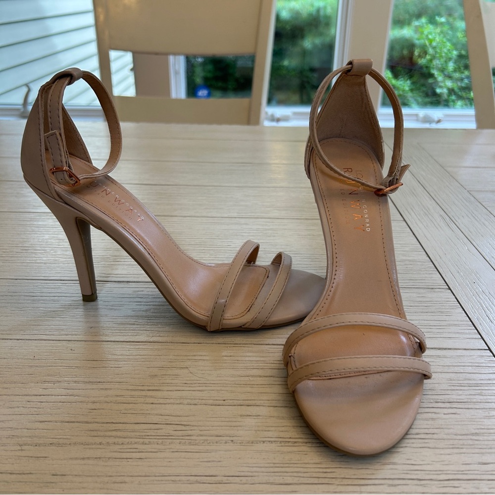 Like New LC Lauren Conrad Women's Beige Stiletto Pump Heels with Ankle Strap